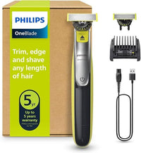 Philips OneBlade 360 - Maquinilla de Afeitar Híbrida, Barbero Eléctrico y Afeitadora, 2 Cuchillas 360, Peine-Guía Ajustable 5 en 1 (modelo QP2734/30)