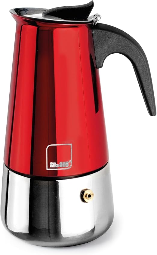 IBILI - Cafetera express Moca Rosso, 10 tazas, 460 ml, Acero Inoxidable, Apto para inducción