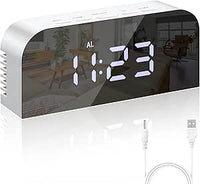 Thumbnail for Vinabo Reloj Despertador Digital, Pantalla LED Espejo Grande con Pantalla de Fecha y Temperatura, con 2 Puertos de Carga USB, 12/24 Horas, Decoración Moderna para el Hogar o el Dormitorio