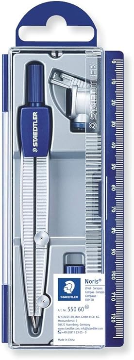 STAEDTLER Noris Club 550 60 Schulzirkel, 550 mit Bleieinsatz, im Klappdeckeletui, silber