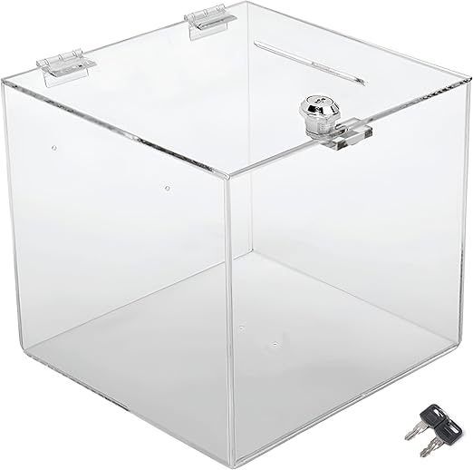 TUKA-i-AKUT Caja de Donaciones Cerrada 30x30x30 cm, Acrílica Transparente Lotería/Promoción/Acción/Votaciones, TKD8260-30cm