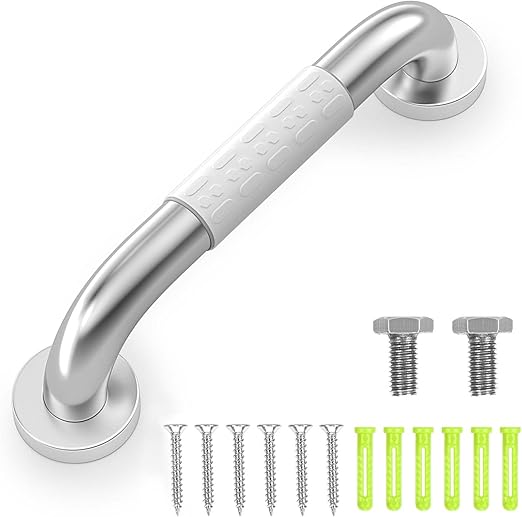 Oderra 30 cm Haltegriffe Für Senioren, Edelstahl Rutschfest Badewannengriff, Badezimmer Haltegriff Duschgriffe für Wandmontage WC, Griff Dusche Mit Leuchtkreisen