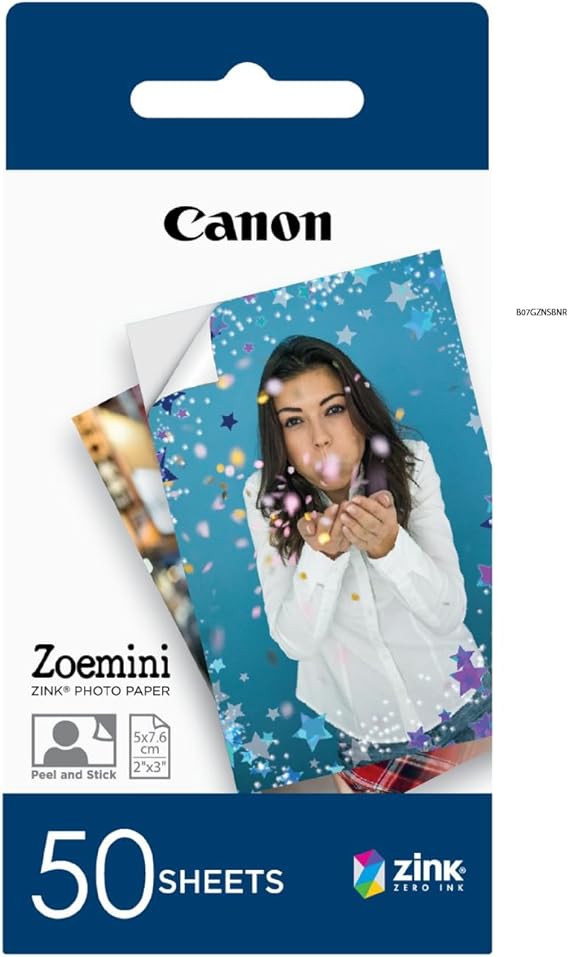 Papel fotográfico adhesivo 5x7,6 cm 50 hojas Canon