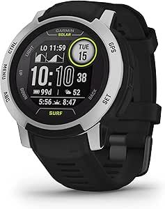 Garmin Instinct 2 Solar Surf, Reloj inteligente con GPS resistente al agua, carga solar, funciones de surf y deportivas, pulsioximetría, puntuación de sueño y notificaciones del smartphone,Bells Beach
