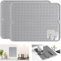 Alfombrilla Escurreplatos, 2 Piezas Escurreplatos Silicona de Secado Rápido, Escurreplatos Plegable Versátil, Silicone Draining Mat Resistente al Calor 40 × 30 cm Bayeta Escurridor
