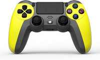 NK Mando para PS4 / PS3 / PC/Móvil Inalámbrico - Wireless Controller con 2-Shock, Función Detección 6 ejes, Luz LED, Panel Táctil, Entrada para Auriculares, Cable de Carga incluido - Amarillo