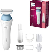 Philips Afeitadora de Mujer Serie 8000, 5 accesorios, Incluye Depiladora Facial, Guante Exfoliante, Peine Guia y Cepillo de Limpieza, BRP166/91, Blanco