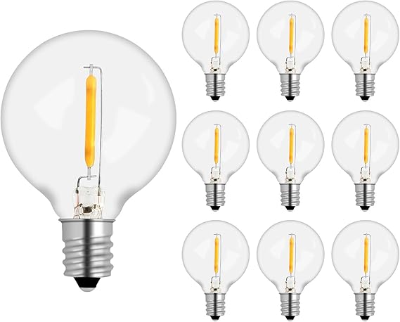 Paquete de 10 Bombillas E12 G40 1W LED Globe, Equivalente 7W Incandescente, Blanca CÃ¡lida 2700 K, 100LM, IP54 Resistencia, No Regulable, DecoraciÃ³n para Luces de Cadena, Fiesta