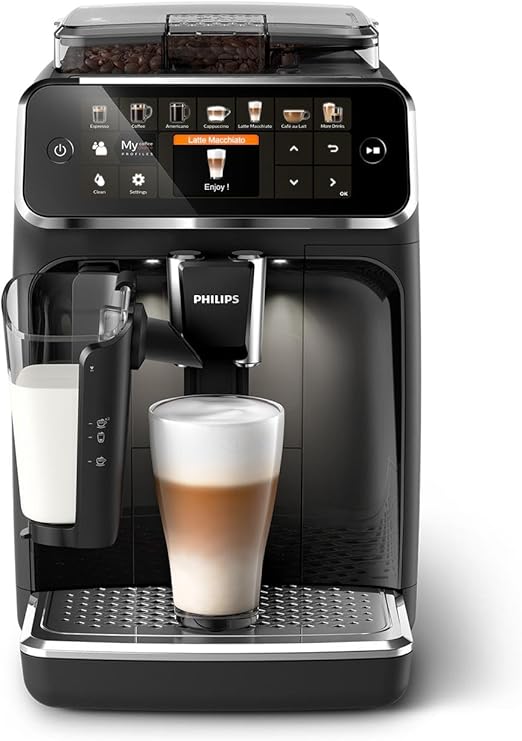 Philips Serie 5400 Cafetera Superautomtica - Sistema de Leche LatteGo, 12 Variedades de Caf©, Pantalla Intuitiva, 4 Perfiles de Usuario, Negro EP5441/50