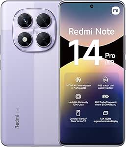 Xiaomi Teléfono Inteligente Redmi Note 14 Pro 5G, 8+256GB, Morado, cámara AI de Grado Profesional de 200 MP, IP68, Carga Turbo de 45 W con batería de 5110 mAh, Funciones de IA (no Incluye Cargador)