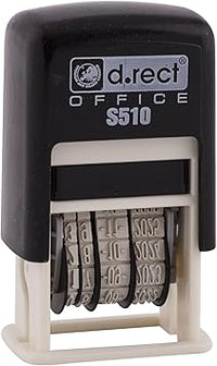 D.RECT S510 Timbro con Data 4mm Giorno/Mese/Anno non Saturi di Inchiostro