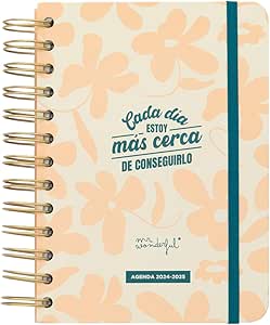 Mr.Wonderful - Agenda pequeña Office 2024-25 Diaria - Cada día estoy más cerca de conseguirlo - Agenda Escolar con Organización Diaria - Estilo Office, 12.4 x 17.3 x 2.6 cm, WOA2402080ES