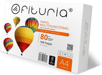 Folios A4, Papel Multiusos para Impresora y Fotocopiadora, Papel A4 Blanco para Entornos Laborales y Uso Doméstico, Folios din A4 80g/m², Paquete de Folios - Ofituria (100 hojas)