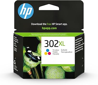 HP 302XL F6U67AE, Tricolor, Cartucho de Tinta de Alta Capacidad Original, Compatible con impresoras de inyección de Tinta DeskJet 1110,2130,3630; Envy 4520; OfficeJet 3830,4650,5220,5230