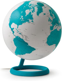 Tecnodidattica Atmosphere Evolve Velvet Zafiro – Globo terráqueo de diseño escandinavo con lámpara de colores, cartografía política en inglés, diámetro 30 cm y fabricado en Italia