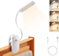 Diboniur Lampara Escritorio Pinza, Luz de Lectura con Flexo Pinza, 3 Colores y Atenuación Continua, Lampara Lectura Cama con Panel Táctil Luz de Libro Recargable para estudio y trabajo