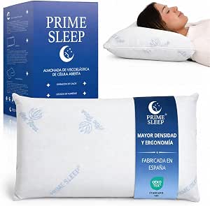 PRIME SLEEP Almohada Viscoelástica 135 cm Alta Densidad 51kg/m³ Aloe Vera| Núcleo Viscoelástico Célula Abierta Transpirable | Firmeza Media | Soporte Estable Durante Toda la Noche