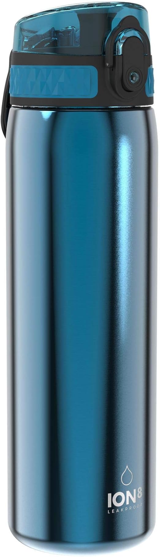 ION8 Botella Agua Inox Ligero, 600ml, Sin Aislamiento, a Prueba de Fugas, Fácil de Abrir, Cerradura Segura, Aptas para Lavavajillas, Fácil de Limpiar, Resistente a Rayones, Azul