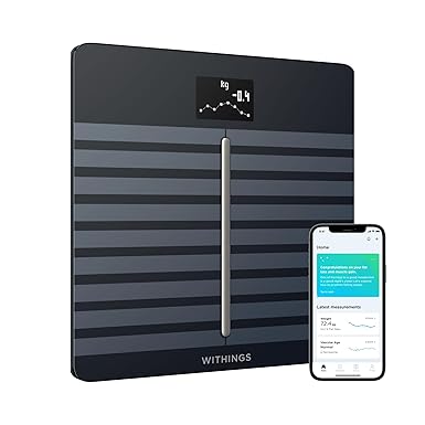 Withings Body Cardio: báscula inteligente con Wi-Fi con análisis de composición corporal, monitoreo de la salud cardíaca, edad vascular, IMC, grasa, masa muscular y ósea,% de agua - Negro
