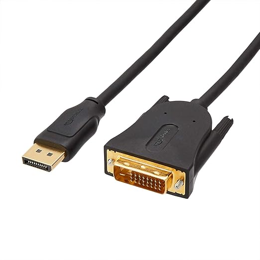 Amazon Basics Cable de DisplayPort a DVI con Conectores Dorados(1.8 m) para Ordenador Personal, Negro