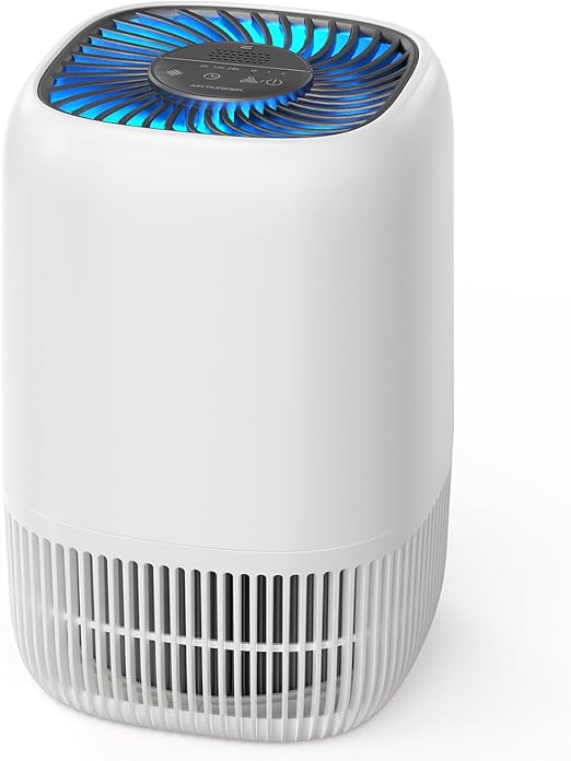 AROEVE Purificateur d'Air avec Filtre HEPA H13 à 3 Étages, Pour Chambre 20m², Silencieux 22 dB & Économie d'Énergie 5W, Élimine Pollen Fumée Poils d'Animaux, Fonction Aromathérapie