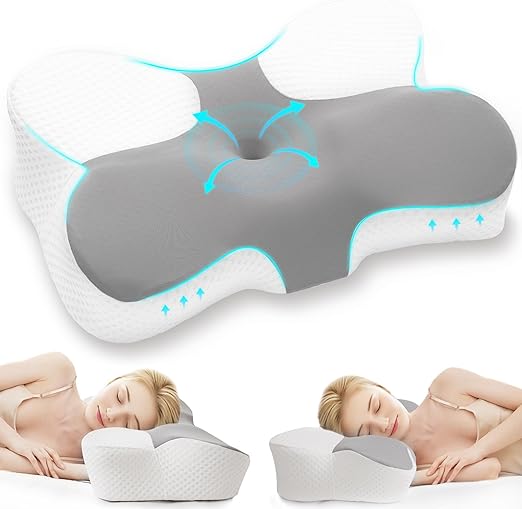 Z-hom Almohada Cervicales y Cuello, 2 en 1 Almohada Ergonómico Espuma de Memoria Almohada Ortopedica para, Pillow Cervical para Mejorar el Sueño y Reducir Dolor de Cuello,60x36x13/8cm