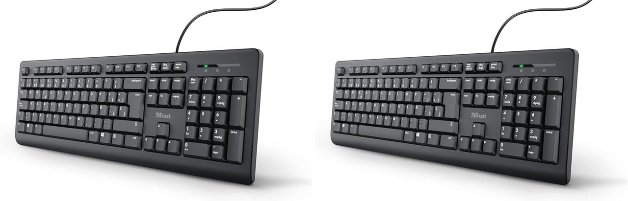 Trust Taro Tastaturlayout QWERTY Spanisch für Windows (leise Tasten, auslaufsicher, 1,8 m Kabel, USB-Anschluss, PC/Laptop) schwarz