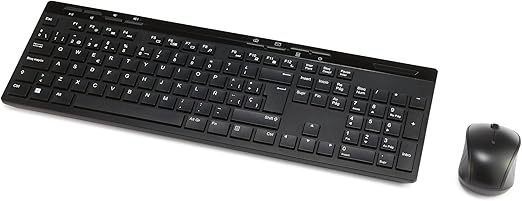 Amazon Basics Combo de Teclado y Ratón Inalámbricos de Tamaño Completo, Receptor USB de 2.4 GHz, (Teclado Español, Negro)