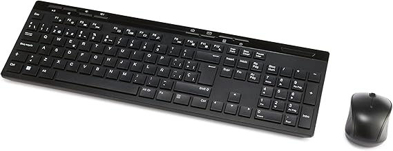 Amazon Basics Combo de Teclado y Ratón Inalámbricos de Tamaño Completo, Receptor USB de 2.4 GHz, (Teclado Español, Negro)