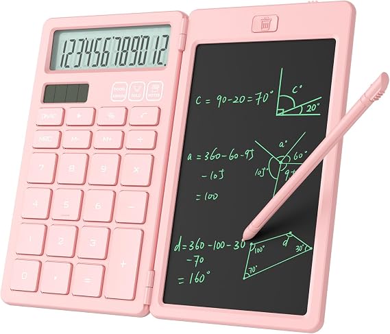 NEWYES Calculadora Portátil con Teclas Grandes y Bloc de Notas, Rosa