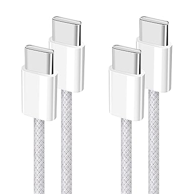 YISH Câble USB C vers USB C Charge Rapide： PD3.0 60W Câble USB Type C Nylon Tressé Câble Chargeur Cordon USBC Compatible avec iPhone 16 15 Samsung Galaxy S24 S23 Pixel iPad MacBook, [Lot de 2, 1M]