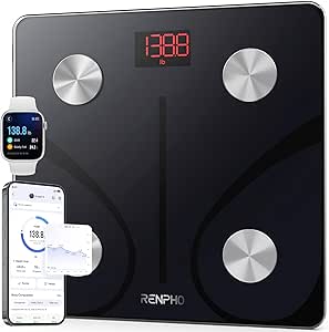 RENPHO Bascula de Baño Digital, Bascula Grasa Corporal y Muscular con App, Bascula Inteligente para Fitness, 13 Monitores de Composición Corporal Peso IMC Muscular, Elis 1