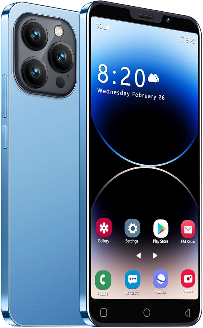 JtQtJ Teléfono Móvil Barato, 5.0'' Android 9.0 Smartphone, Doble Tarjeta, Doble cámara, 16GB ROM (Ampliable a 128GB), 3000mAh batería, Teléfono Móvil de Red 3G (i15Pro-Blue)