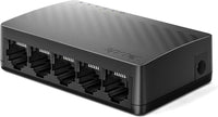 Tenda SG105 Switch Ethernet Gigabit de 5 Puertos, 10/100/1000 Mbps, RJ45, IEEE 802.3X, MDI/MDIX Automático, Modo Dúplex Completo, Plug y Play, No administrado, Sin Configuración, Silencioso, Negro