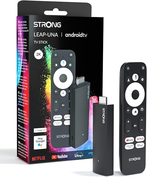 STRONG Leap-UNA Stick De Streaming Android TV, Wi-Fi, Chromecast Integrado, TV Box Android 11, Asistente De Google, HDR10+, Dolby Audio Y Dolby Vision, Google Play, Netflix, Youtube