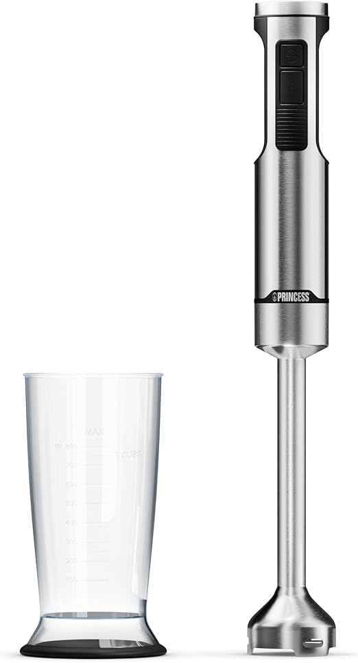 Princess Edelstahl-Stabmixer Prof XXL, 1500W, 50 cm Extra-Langer Stab, 5 Geschwindigkeiten, Turbofunktion, 4-Klingen-System, Messbecher mit Deckel, Spülmaschinenfest, 221233