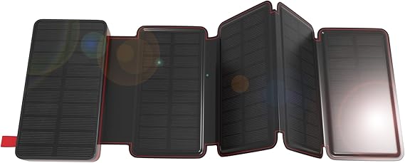 Wonder Full Power - Batería Externa Solar 10000mAh - 2 Puertos USB-A y 1 Puerto USB-C - Compatible con iPhone, Samsung, Huawei, Xiaomi y Otros. Cable USB-C Incluido.