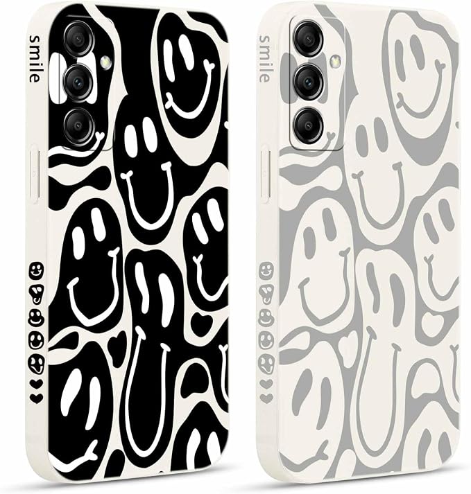Pnakqil 2 Piezas Funda para Samsung Galaxy A25 5G 6,5", Carcasa Silicona Protección con Cámara Suave Mujer Cara Sonriente Cover Moda Cute Fundas Arañazos TPU Ultrafina Regalo Proteger Caso