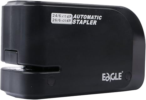 Eagle - Grapadora eléctrica resistente con capacidad para 20 hojas y alimentación por batería o CA (negra)