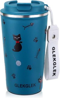 GLEKGLEK Taza Termica Gato, Termo Cafe para llevar, 500ml Vaso Termo para Amantes de los Gatos