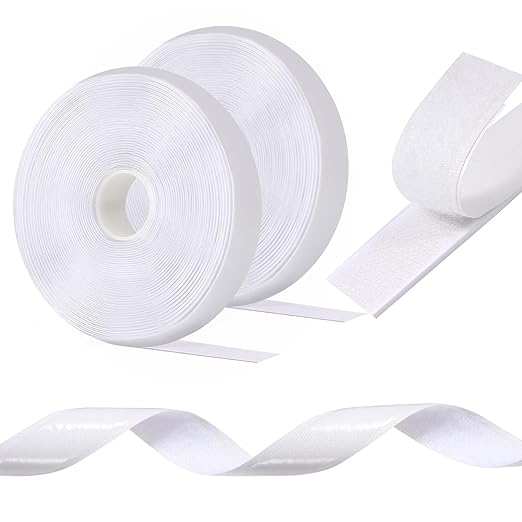 Aurora & Tithonus Scratch Autocollant Double Face 5M x 20mm, Bande Scratch Adhésive Puissant, Scratch Autocollant Rubans pour Cadres de Photos, Moustiquaires, Tapis, Bricolage - Blanc