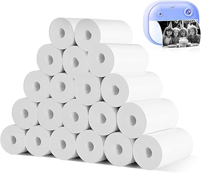 Papel Térmico para Cámara Infantil (20 Rollos) - Papel de Repuesto Sin Tinta para Cámara de Fotos Niños - Fácil de Reemplazar