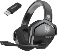 NUBWO G06 Cascos Gaming Inalámbricos con Drivers de 50 mm para PC/Ps5/Ps4/NS/Mobile, Auriculares Gaming Inalámbricos con 2.4 GHz+Bluetooth 5.3 Modo Dual, 7.1 Sonido Envolvente, Duración 100Hr+ - Gris