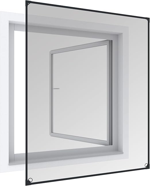 Windhager Ventana magnética de protección contra insectos, marco magnético para mosquitera, mosquitera, montaje sin herramientas, antracita, kit de autoensamblaje 100 x 120 cm, 04301
