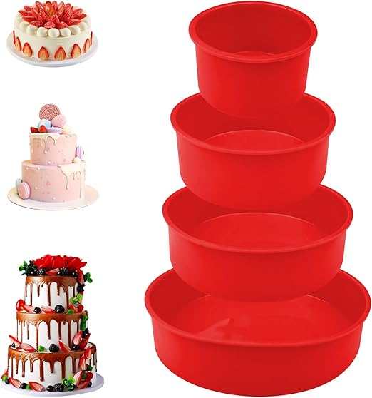 Traxenta Moldes Reposteria Silicona, Molde de Bizcocho Redondos para Tartas, Mousse Horno Reposteria, Moule à Gâteau Rond en Silicone, Adecuado para Tarta de Queso, Tarta de Cumpleaños