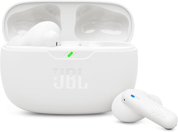 JBL Wave Beam 2, Auriculares True Wireless con cancelación de Ruido Activa, Bluetooth, hasta 40 hrs de autonomía, Sonido JBL Pure Bass, Smart Ambient, Connexion multipunto, Blanco