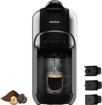 Cecotec Cafetera Cápsulas Express FreeStyle Compact. 1450W, ThermoBlock, 19 Bares, Apta para Café Molido, Dolce Gusto y Nespresso, Diseño Elegante y Compacto, Depósito 600ml, Apagado automático