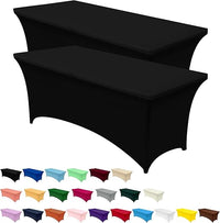 Utopia Kitchen 2 Paquet de Manteles Rectangulares de Poliéster (6 pies - 183 cm) Elásticos de Spandex, Cubre Mesas para Bodas, Bares, Artesanías, Exposiciones (Negro)