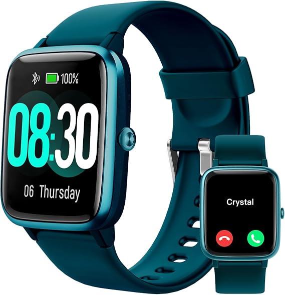 GRV Reloj Inteligente para Hombre, Mujer, para Android,iOS,Smartphone,Reloj Deportivo,podómetro,Impermeable, IP68,rastreador, Multideporte,notificación,Mensaje,Despertador (Verde)