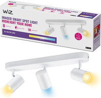 WiZ – Lámpara inteligente Imageo, 3 Focos LED Inteligentes, Luz Blanca de Cálida a Fría, con tecnología SpaceSense y compatible con Alexa y Google Home, Color Blanco